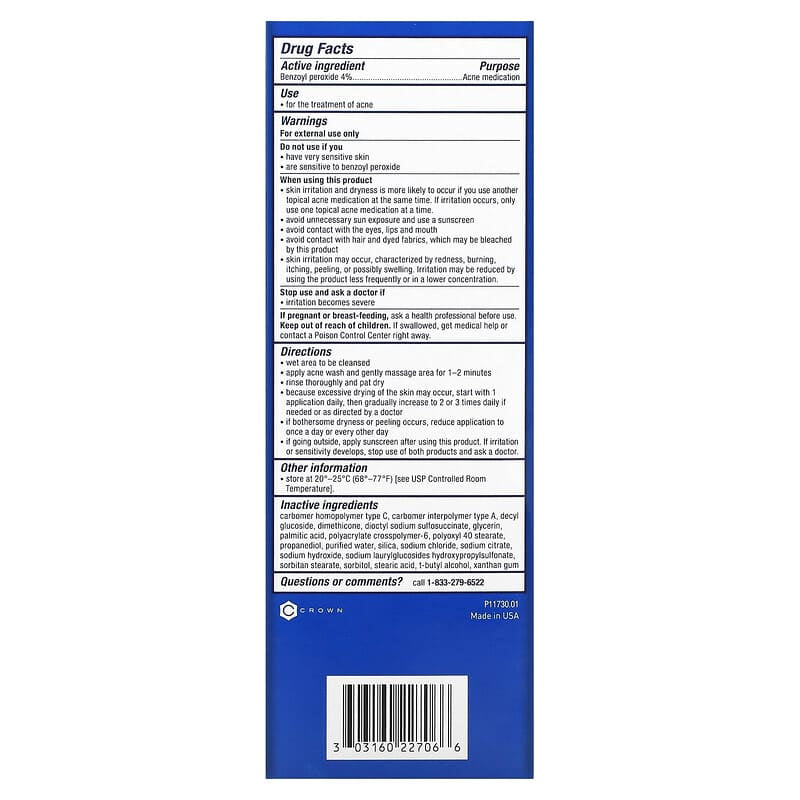 PanOxyl - Acne Creamy Wash, Benzoyl Peroxide 4% Daily Control