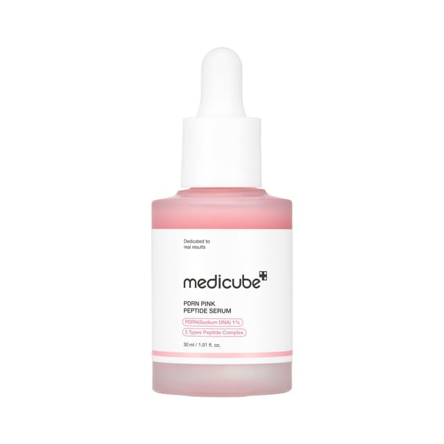 Medicube Pink Peptide Serum bottle on a white background